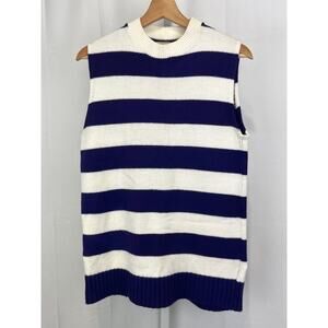 CHICAGO KNITTING MILLS VTG 38 S M Striped Sleeveless Sweater Mock Purple White